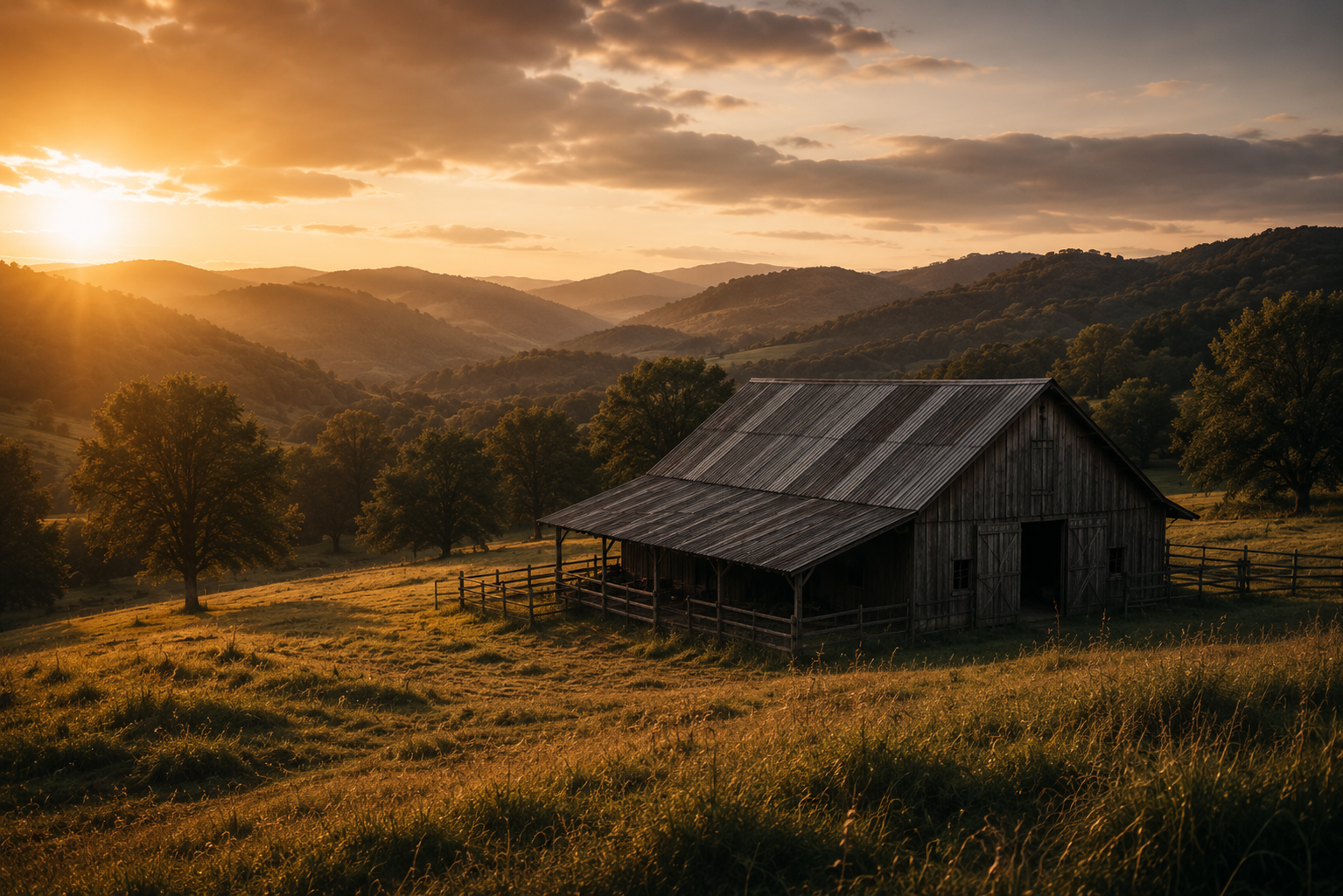 The farm at sunrise